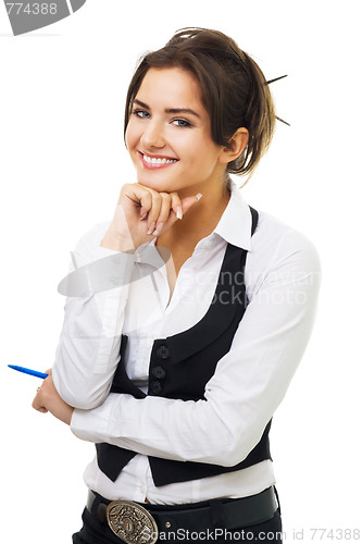 Image of Confident young business woman smiling