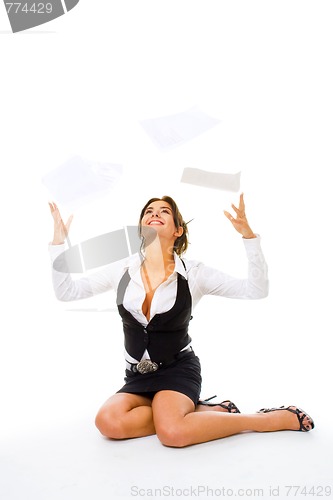 Image of Woman throw away papers