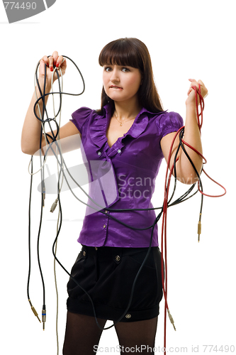 Image of Woman messed with wires 