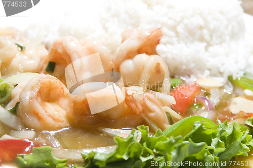 Image of vietnamese food prawn sauteed in ginger honey sauce