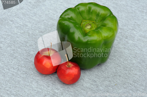 Image of Huge Green Pepper And Red Apples