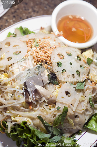 Image of vietnamese food  bun xao stir fried rice noodles with vegetables