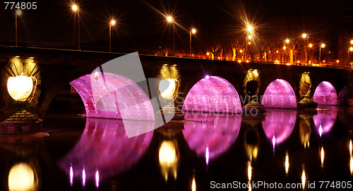 Image of Panoramic view of Toulouse by night