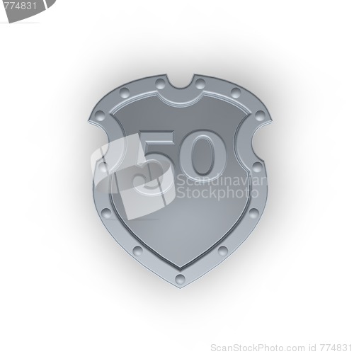 Image of number fifty on metal shield