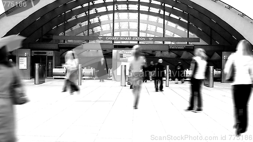 Image of People walking to the tube station, London