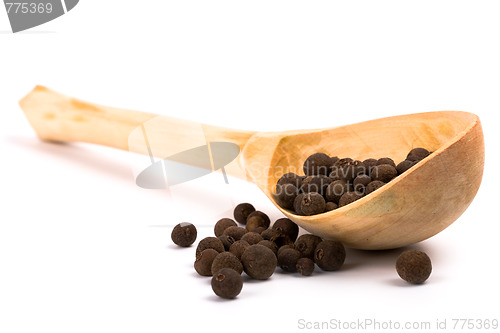 Image of pepper on wooden spoon