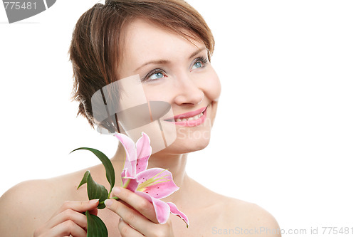 Image of Healthy woman with flower