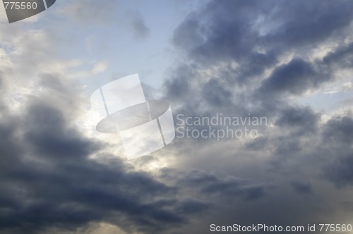 Image of Stormy sky with sunshine