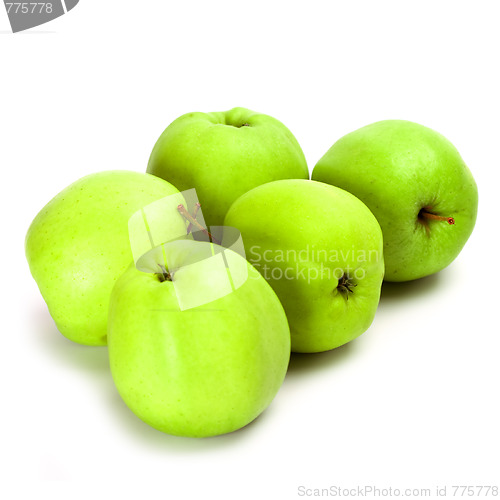 Image of five green apples