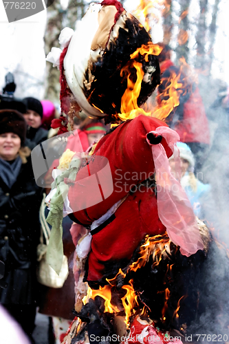 Image of Pancake week. Traditional rite of the burning of the effigy 