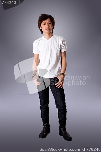 Image of Casual Asian man in white shirt