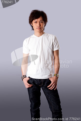 Image of Casual Asian man in white shirt