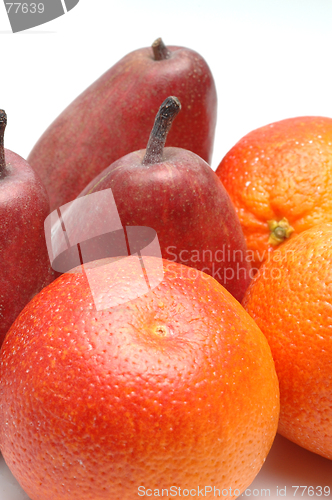 Image of macro pears and oranges
