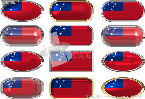 Image of twelve buttons of the Flag of Samoa