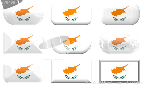 Image of nine glass buttons of the Flag of Cyprus