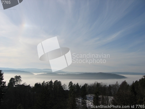 Image of Fjord view with fog