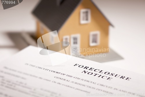 Image of Foreclosure Notice and Model Home on Gradated Background