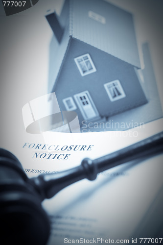 Image of Foreclosure Notice, Gavel and Home Duotone