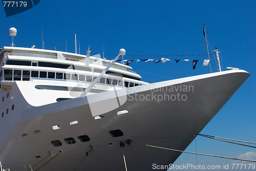 Image of Passenger Cruise ship anchored in the harbor