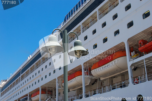 Image of Passenger Cruise ship anchored in the harbor