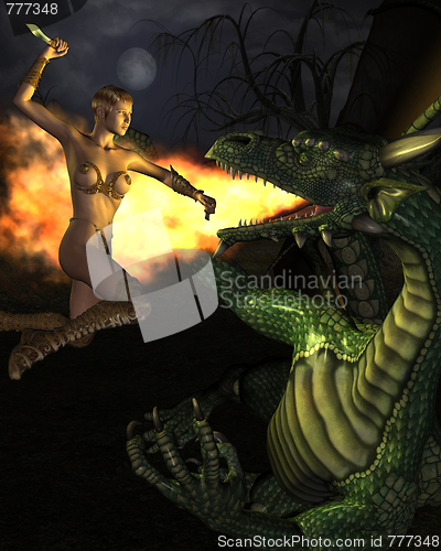 Image of Attacking assassin on dragon