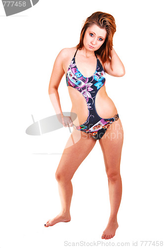 Image of Young pretty girl in bikini.