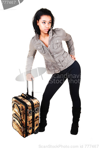 Image of Girl in black tights on a trip.