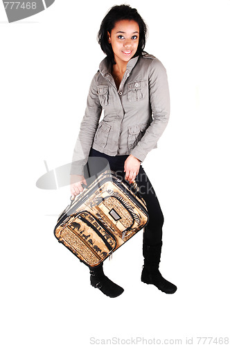 Image of Girl in black tights on a trip.