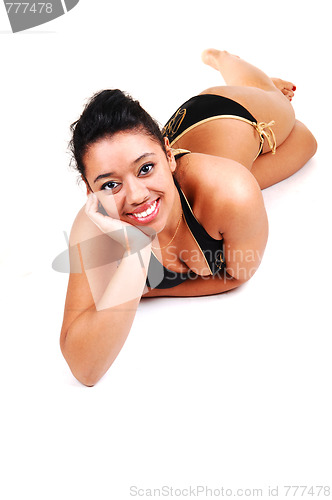 Image of Young pretty girl in bikini.