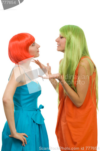 Image of Women explain something gesticulating