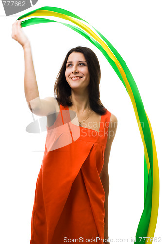 Image of woman play with ribbons