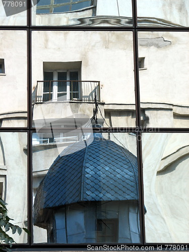 Image of Bucharest in mirror, Romania, Eastern Europe