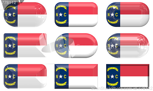 Image of nine glass buttons of the Flag of North Carolina