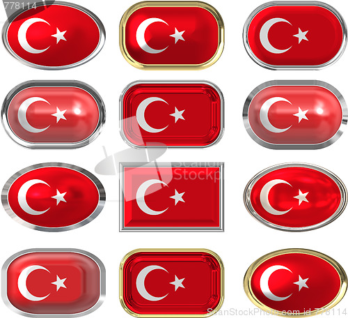 Image of twelve buttons of the Flag of Turkey
