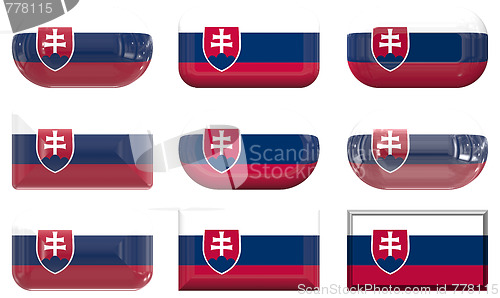 Image of nine glass buttons of the Flag of Slovakia