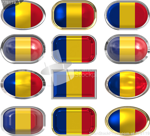 Image of twelve buttons of the Flag of Romania