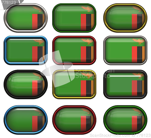 Image of twelve buttons of the Flag of Zambia