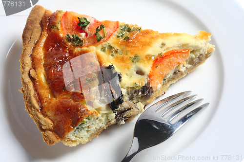 Image of Slice of quiche from above