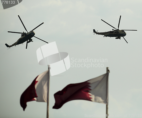 Image of Helicopters at Doha parade