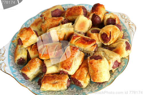 Image of Plate of homemade sausage rolls