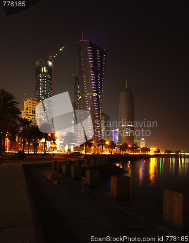Image of Doha towers at night