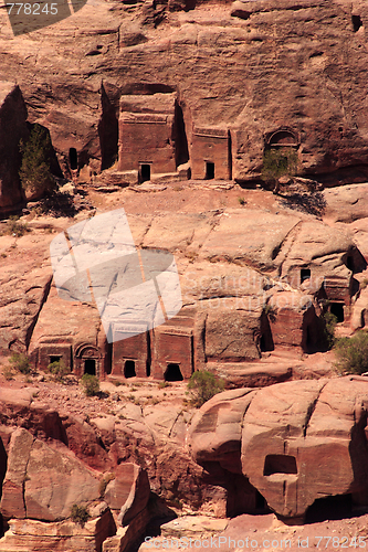 Image of Tombs in the hillside at Petra