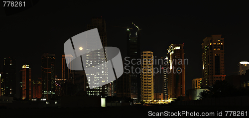 Image of Doha towers and Moon