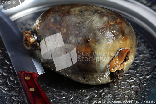 Image of Haggis on a metal tray