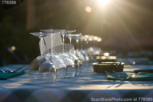 Image of Glasses on a table at restaurant 