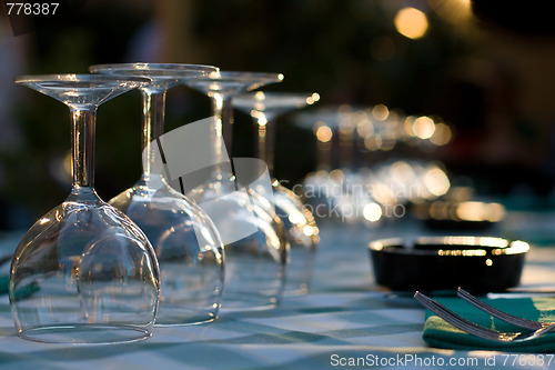 Image of Glasses on a table at restaurant