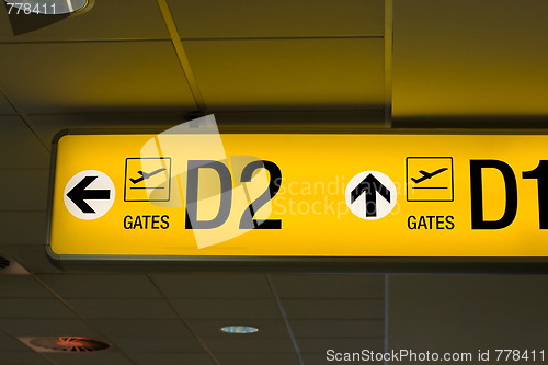 Image of Departure gate sign in the airport