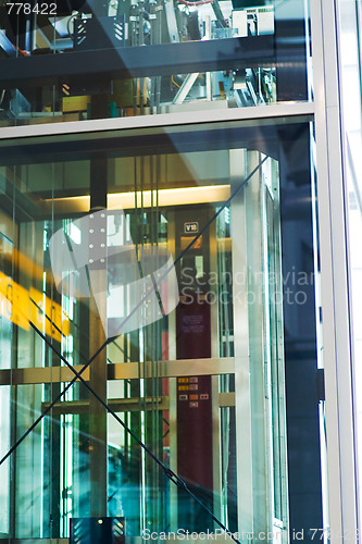 Image of lift,Abstract glass and steel background