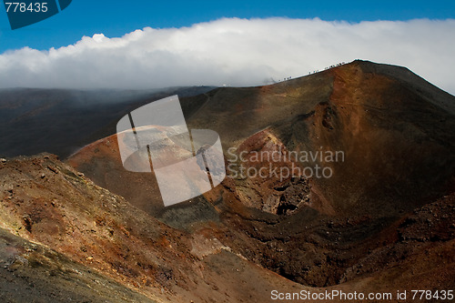 Image of slope of volcano with craters