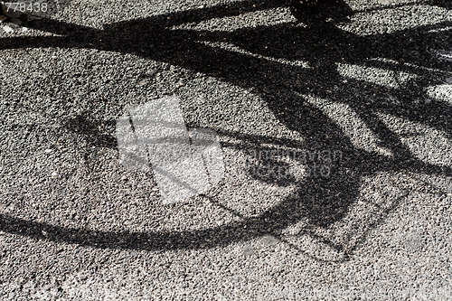 Image of Bike silhouette on the street asphalt